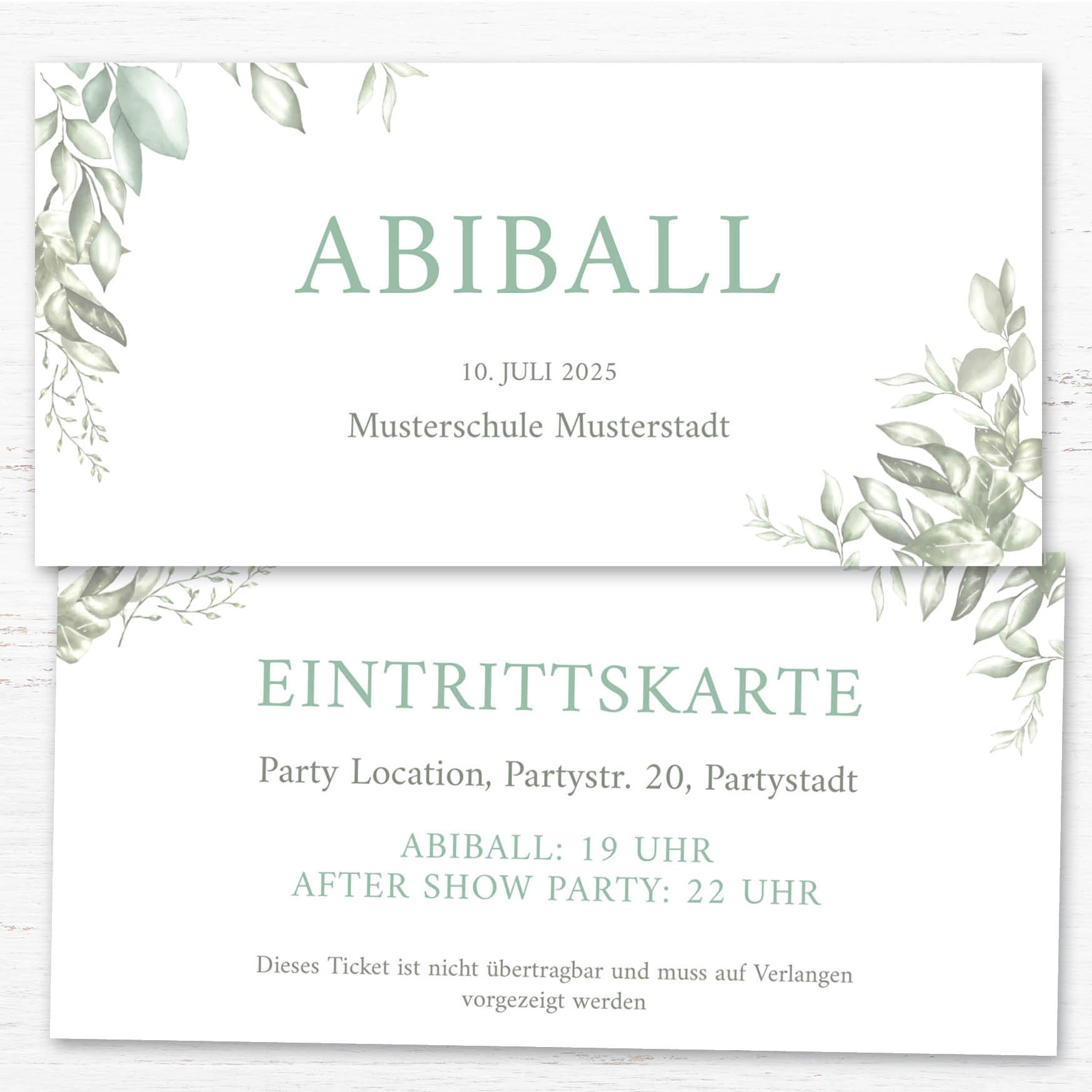 Einladung zum Abiball: Greenery